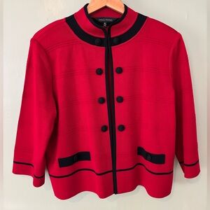 Ming Wang Black and Red XL Suit Jacket Stand Collar Business Wear